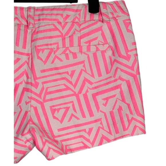 J.Crew Chino Tiki Stretch Shorts Mid Waisted Shorts 2 Neon Azalea Pink White - Picture 7 of 15